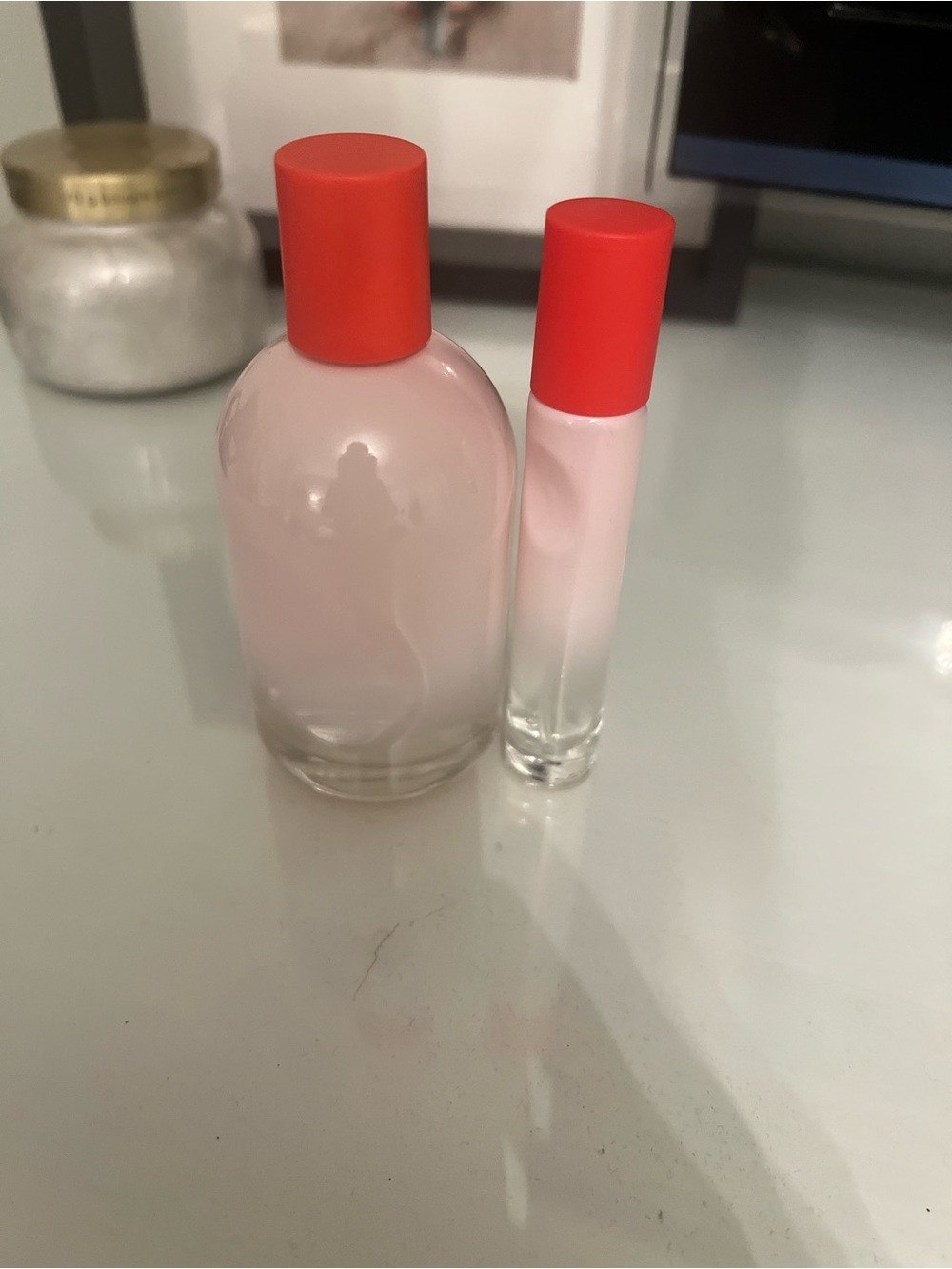 Glossier Light Pink Primer Set with Bright Coral Caps